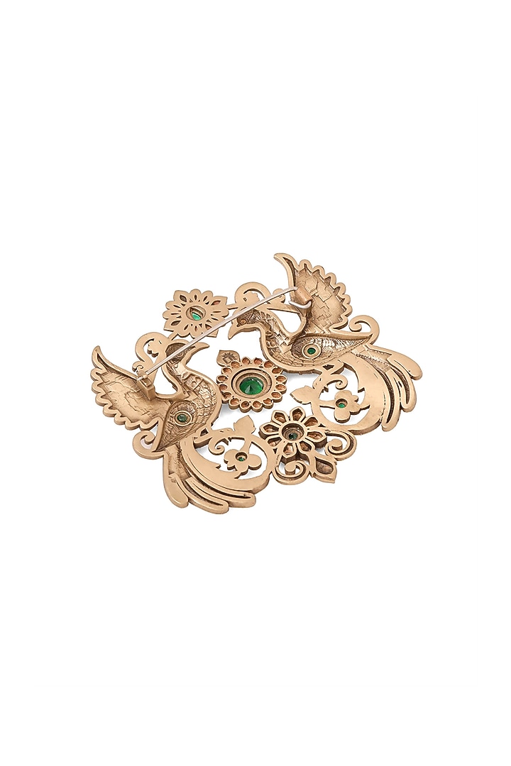 Oxidised Antique Gold Peacock Enchantment Brooch by Cosa Nostraa at Pernia's Pop Up Shop