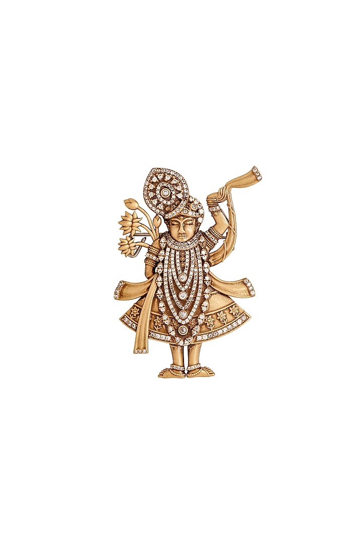 Oxidised Antique Gold Divine Shrinathji Brooch by Cosa Nostraa at Pernia's Pop Up Shop