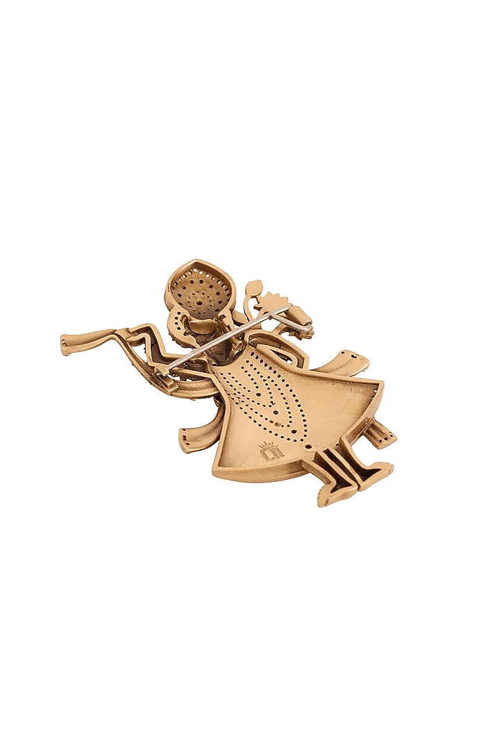 Oxidised Antique Gold Divine Shrinathji Brooch by Cosa Nostraa at Pernia's Pop Up Shop