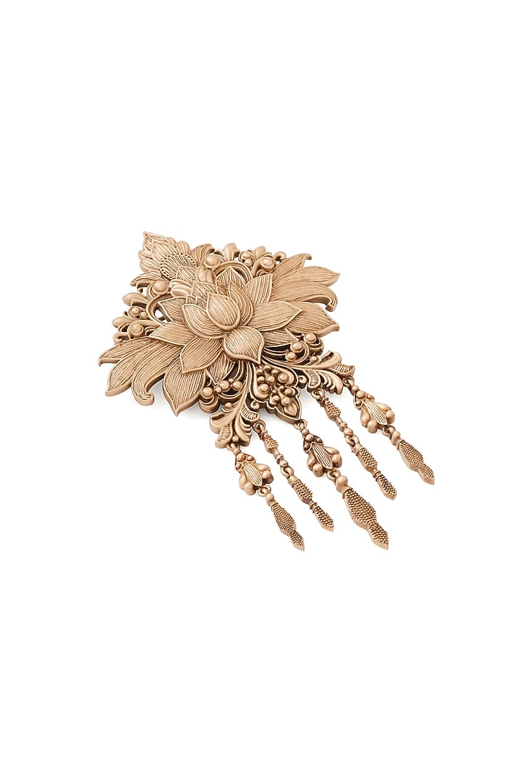 Oxidised Antique Gold Lotus Splendor Brooch by Cosa Nostraa at Pernia's Pop Up Shop