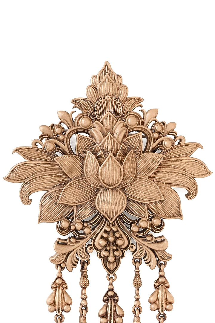 Oxidised Antique Gold Lotus Splendor Brooch by Cosa Nostraa at Pernia's Pop Up Shop