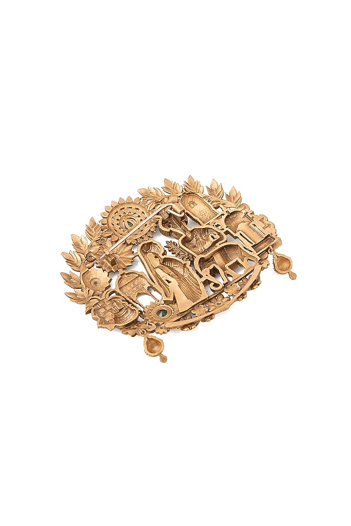 Oxidised Antique Gold Royal Radha-Krishna Brooch by Cosa Nostraa at Pernia's Pop Up Shop