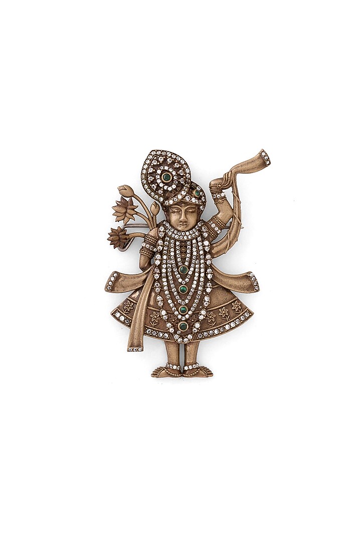 Oxidised Antique Gold Divine Shrinathji Brooch by Cosa Nostraa at Pernia's Pop Up Shop