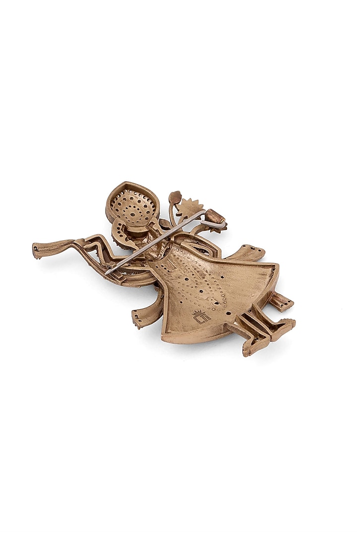 Oxidised Antique Gold Divine Shrinathji Brooch by Cosa Nostraa at Pernia's Pop Up Shop