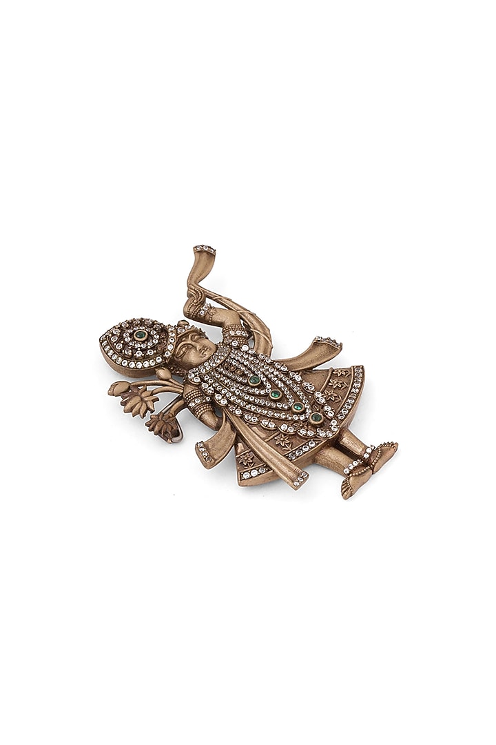 Oxidised Antique Gold Divine Shrinathji Brooch by Cosa Nostraa at Pernia's Pop Up Shop
