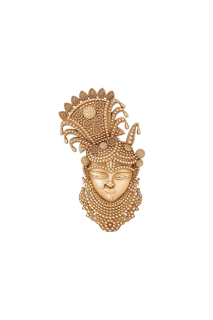 Oxidised Antique Gold Divine Shrinathji Adornment Brooch by Cosa Nostraa at Pernia's Pop Up Shop