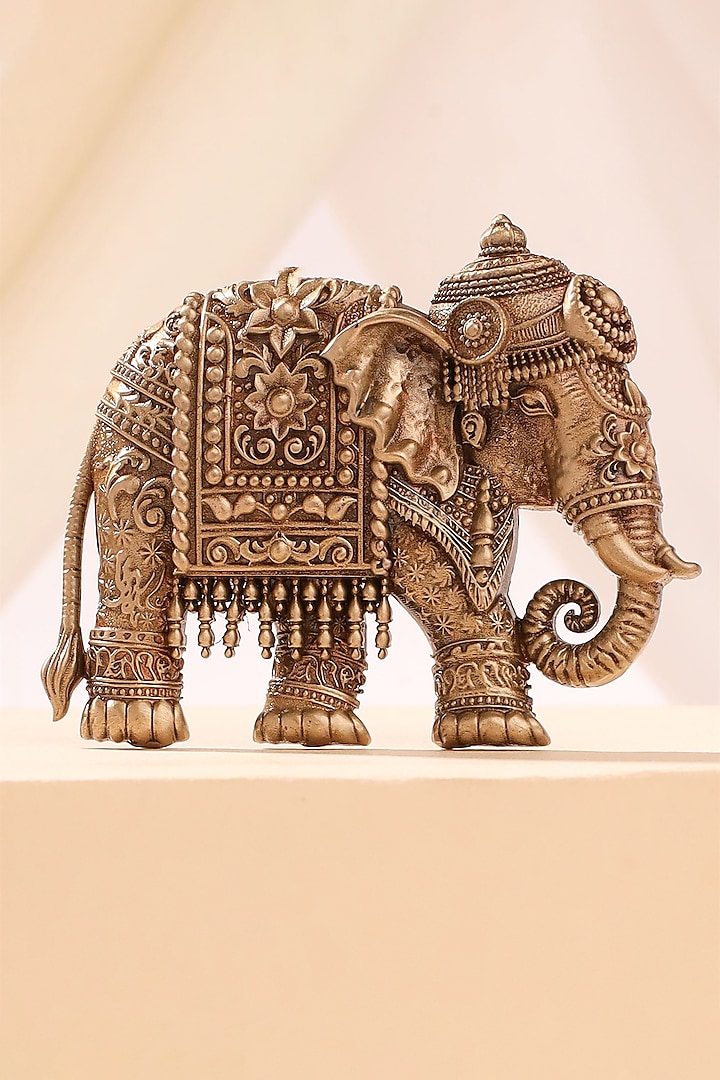 Oxidised Antique Gold Heritage Elephant Brooch by Cosa Nostraa