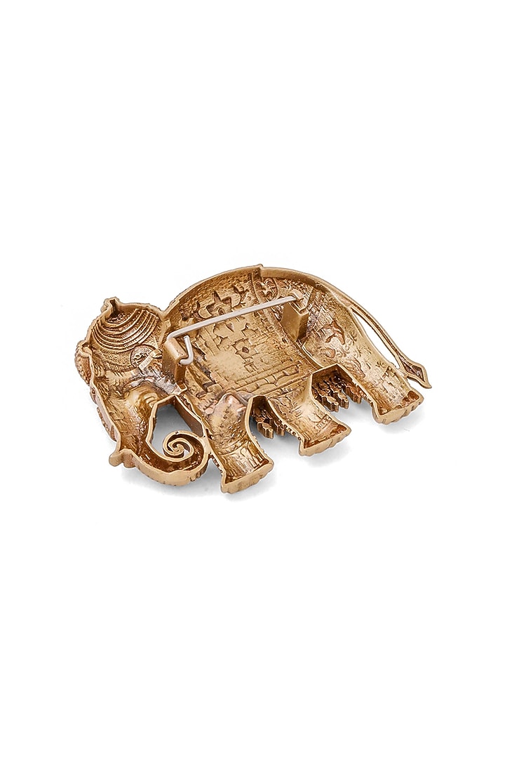 Oxidised Antique Gold Heritage Elephant Brooch by Cosa Nostraa at Pernia's Pop Up Shop