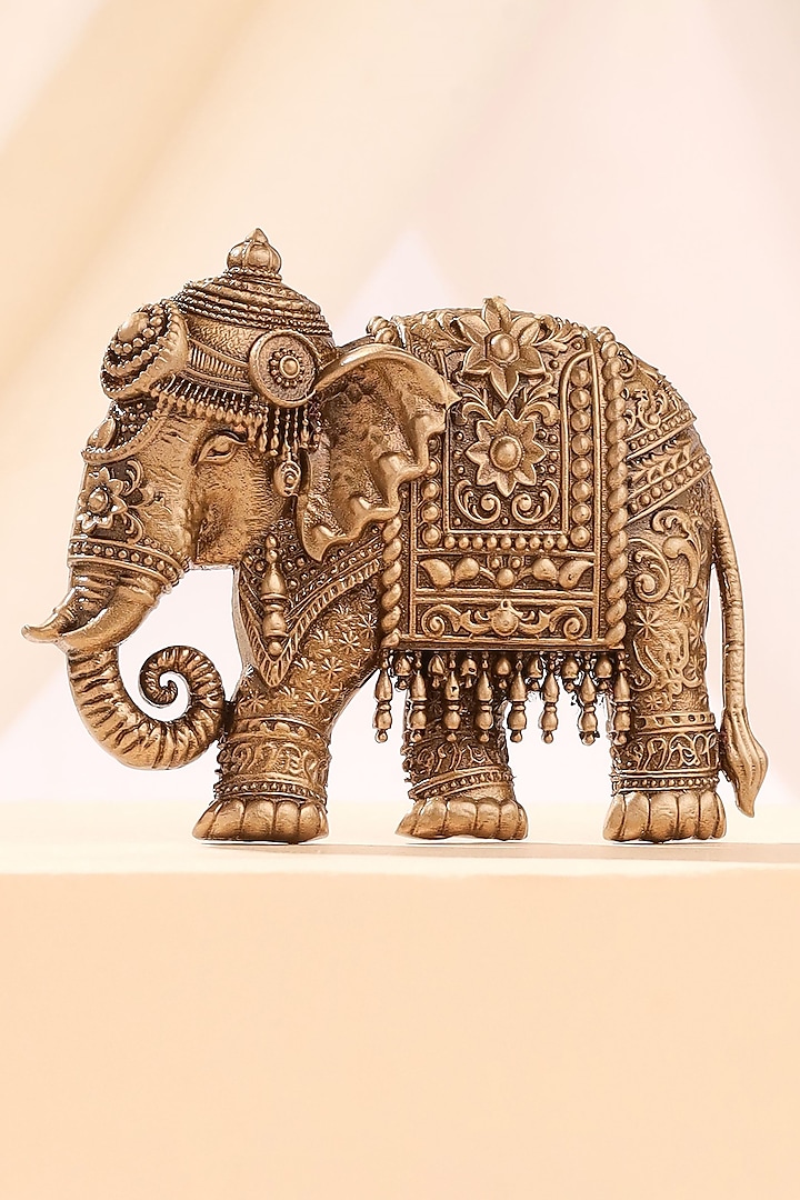 Oxidised Antique Gold Heritage Elephant Brooch by Cosa Nostraa