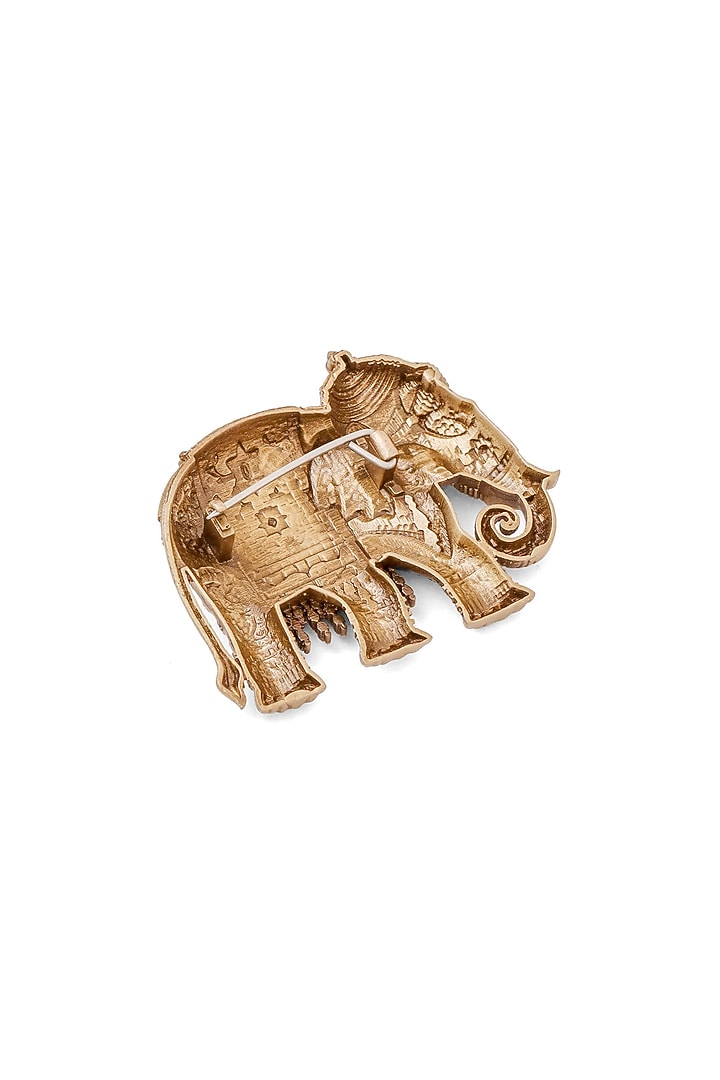 Oxidised Antique Gold Heritage Elephant Brooch by Cosa Nostraa at Pernia's Pop Up Shop