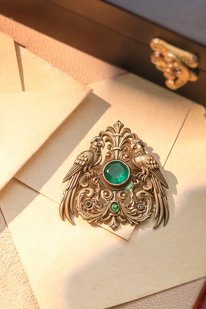 Oxidised Antique Gold Brass Brooch by Cosa Nostraa at Pernia's Pop Up Shop