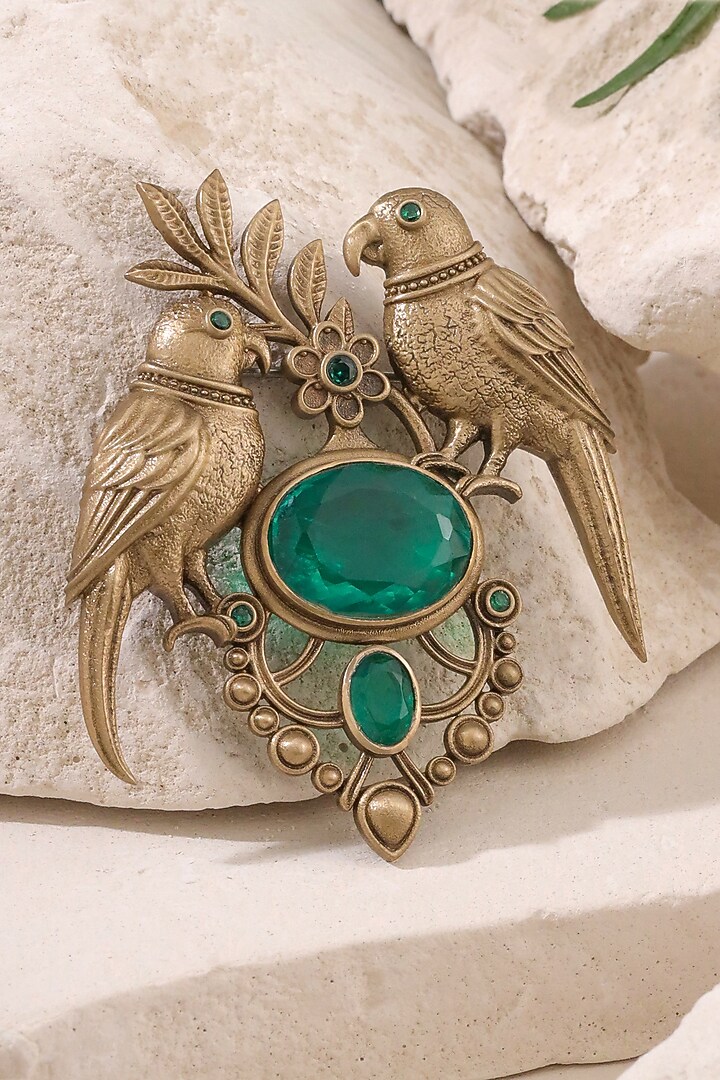 Oxidised Antique Gold Finish Brass Brooch by Cosa Nostraa at Pernia's Pop Up Shop