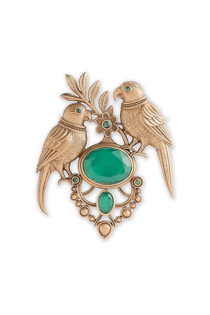Oxidised Antique Gold Finish Brass Brooch by Cosa Nostraa at Pernia's Pop Up Shop