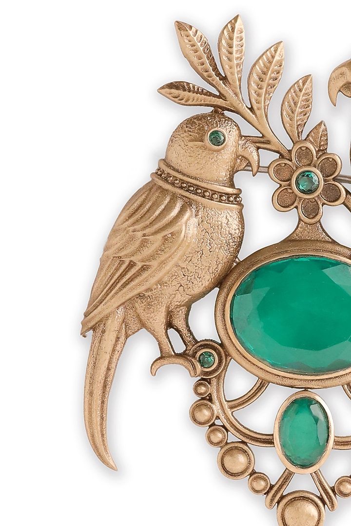 Oxidised Antique Gold Finish Brass Brooch by Cosa Nostraa at Pernia's Pop Up Shop