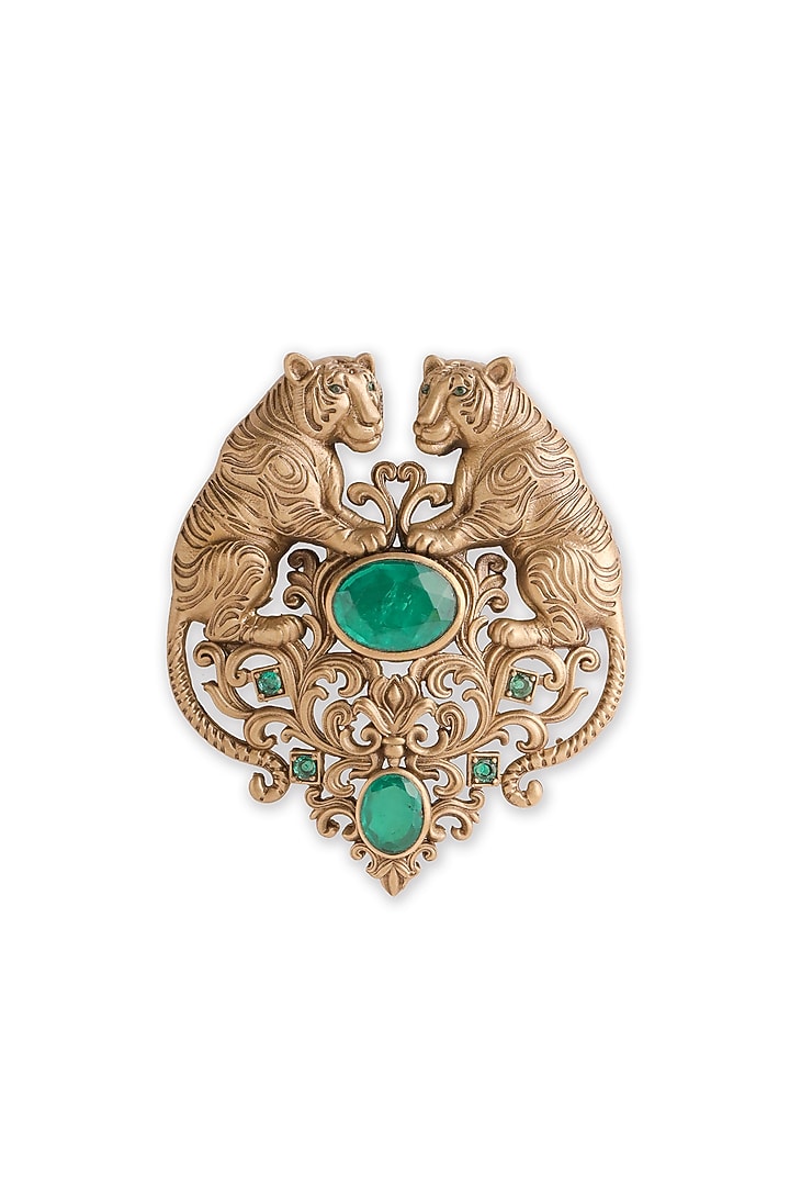Oxidised Antique Gold Finish Brass Brooch by Cosa Nostraa at Pernia's Pop Up Shop