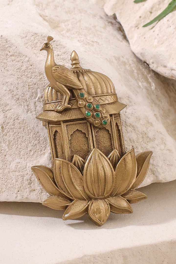 Oxidised Antique Gold Finish Brass Brooch by Cosa Nostraa at Pernia's Pop Up Shop