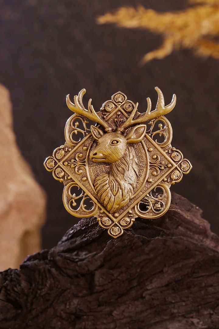 Oxidised Antique Gold Brass Brooch by Cosa Nostraa at Pernia's Pop Up Shop