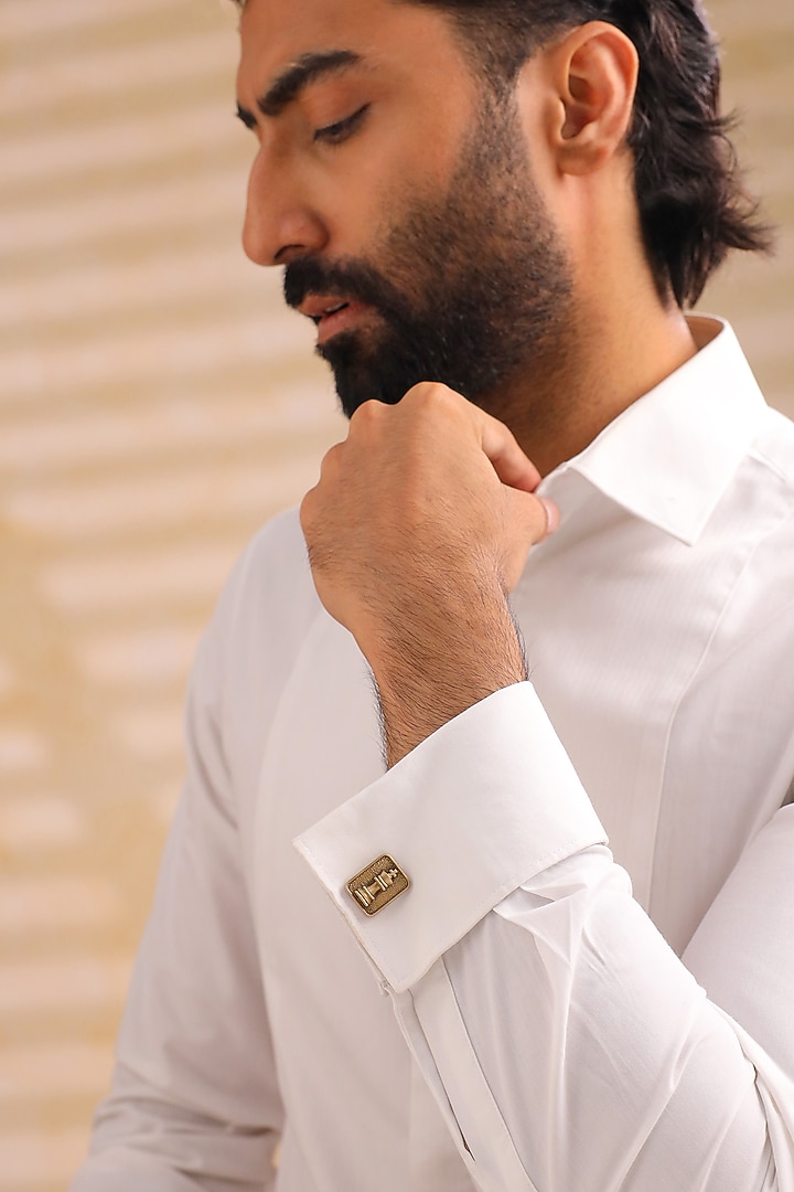 Oxidised Antique Gold Brass Cufflinks (Set of 2) by Cosa Nostraa at Pernia's Pop Up Shop