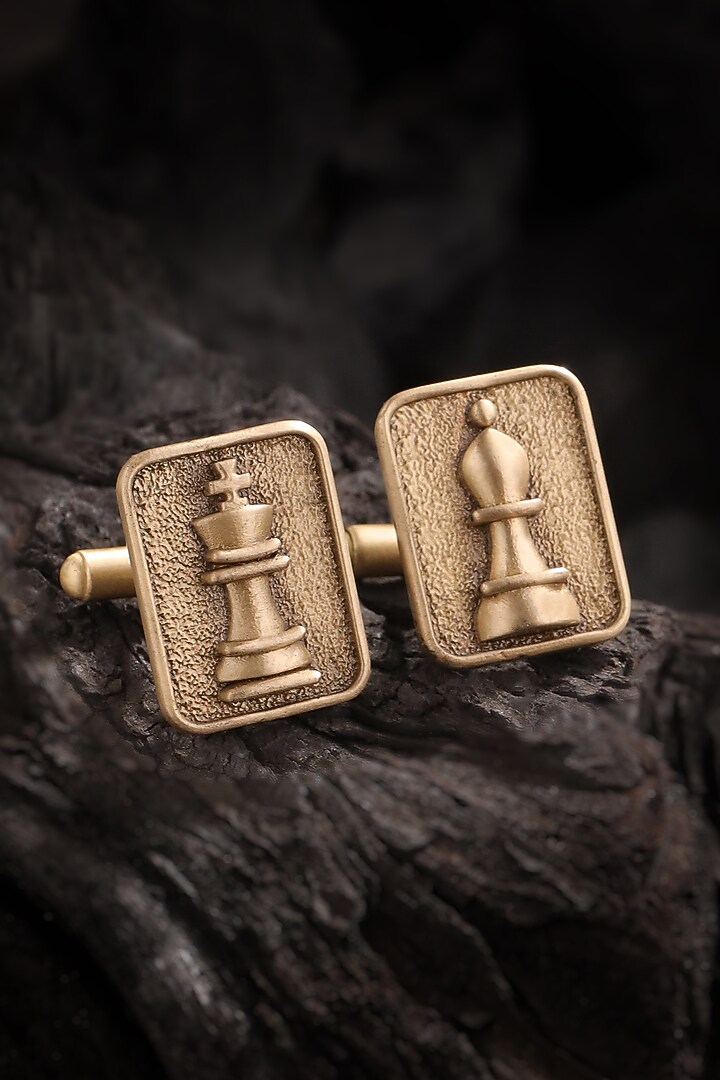 Oxidised Antique Gold Brass Cufflinks (Set of 2) by Cosa Nostraa at Pernia's Pop Up Shop