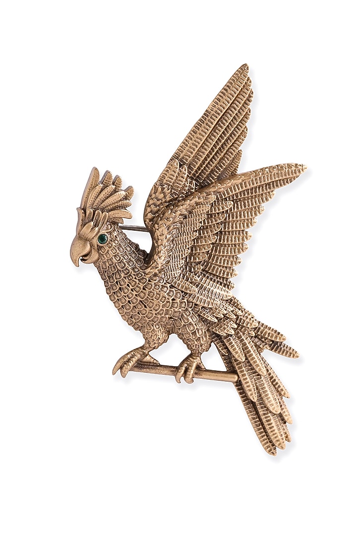 Oxidised Antique Gold Finish Brass Brooch by Cosa Nostraa at Pernia's Pop Up Shop