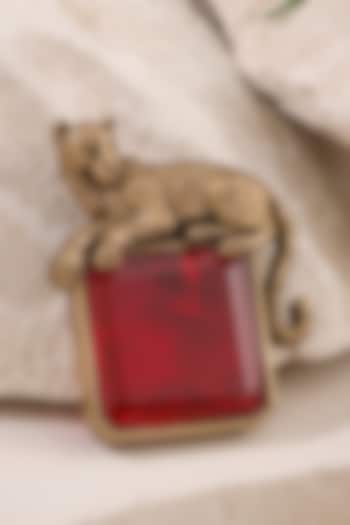 Oxidised Antique Gold Finish Brass Brooch by Cosa Nostraa at Pernia's Pop Up Shop