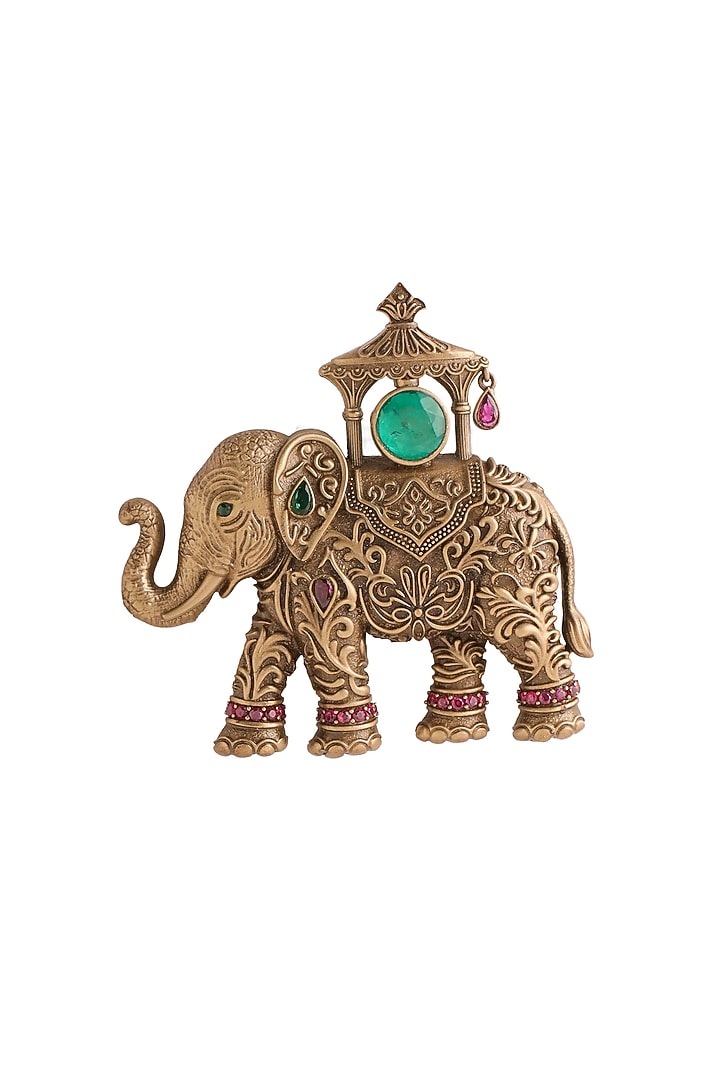 Oxidised Antique Gold Finish Brass Brooch by Cosa Nostraa at Pernia's Pop Up Shop