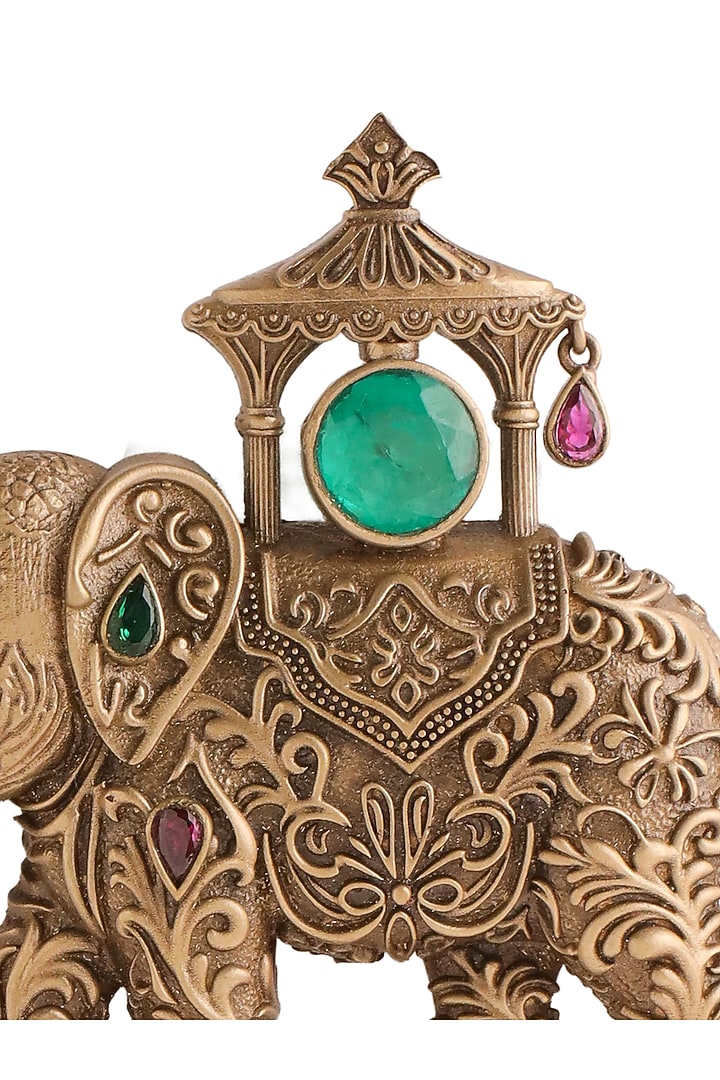 Oxidised Antique Gold Finish Brass Brooch by Cosa Nostraa at Pernia's Pop Up Shop