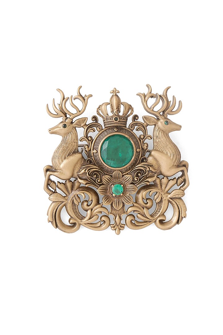 Oxidised Antique Gold Brass Brooch by Cosa Nostraa at Pernia's Pop Up Shop