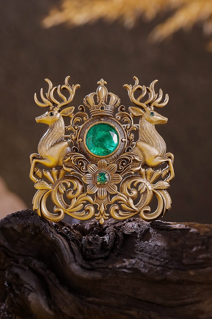 Oxidised Antique Gold Brass Brooch by Cosa Nostraa at Pernia's Pop Up Shop