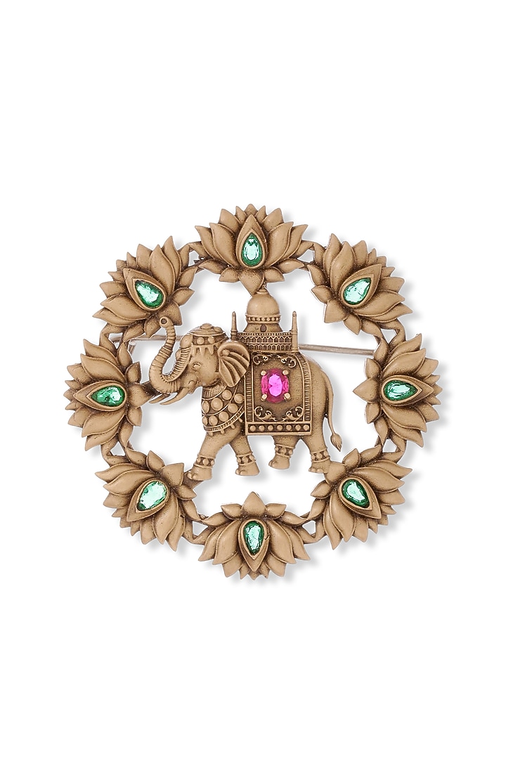 Oxidised Antique Gold Brass Brooch by Cosa Nostraa at Pernia's Pop Up Shop