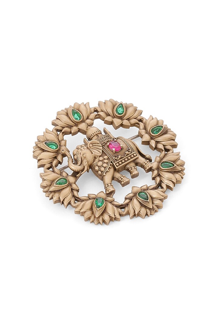 Oxidised Antique Gold Brass Brooch by Cosa Nostraa at Pernia's Pop Up Shop