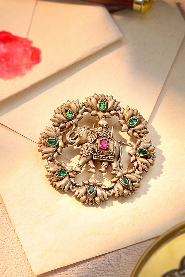 Oxidised Antique Gold Brass Brooch by Cosa Nostraa at Pernia's Pop Up Shop