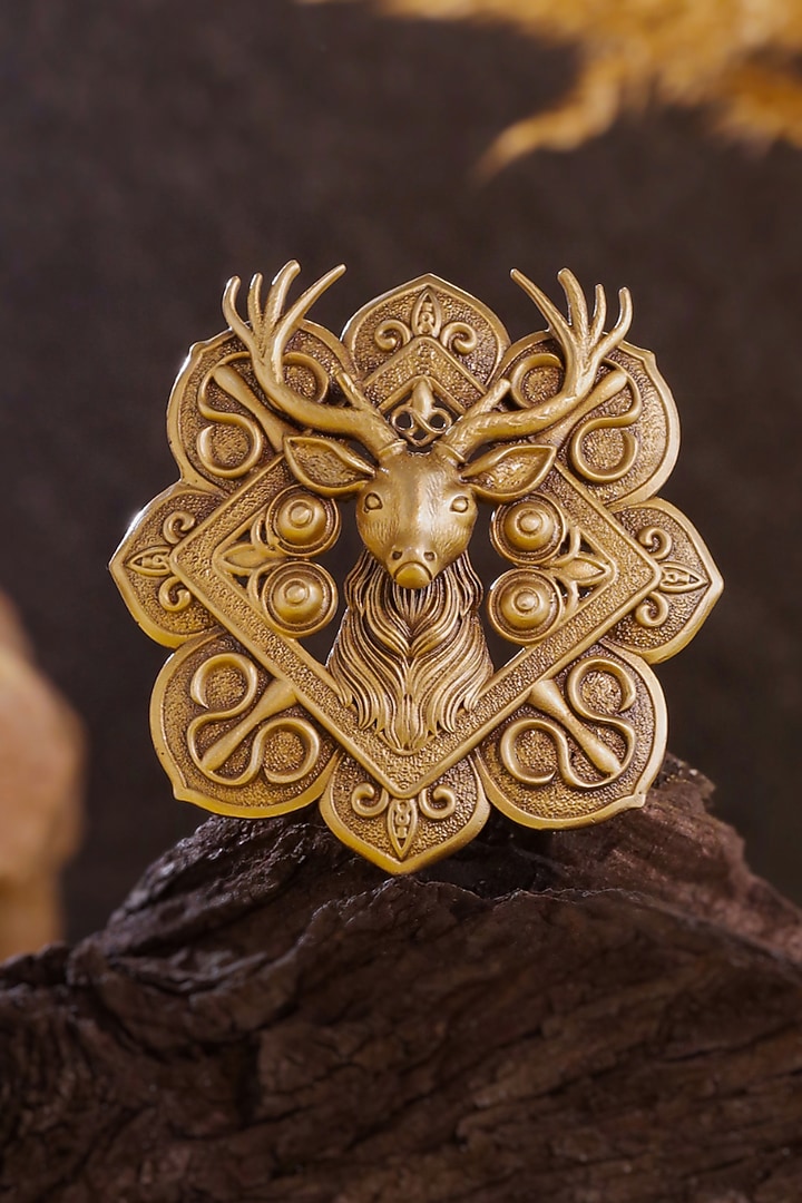 Oxidised Antique Gold Brass Brooch by Cosa Nostraa at Pernia's Pop Up Shop
