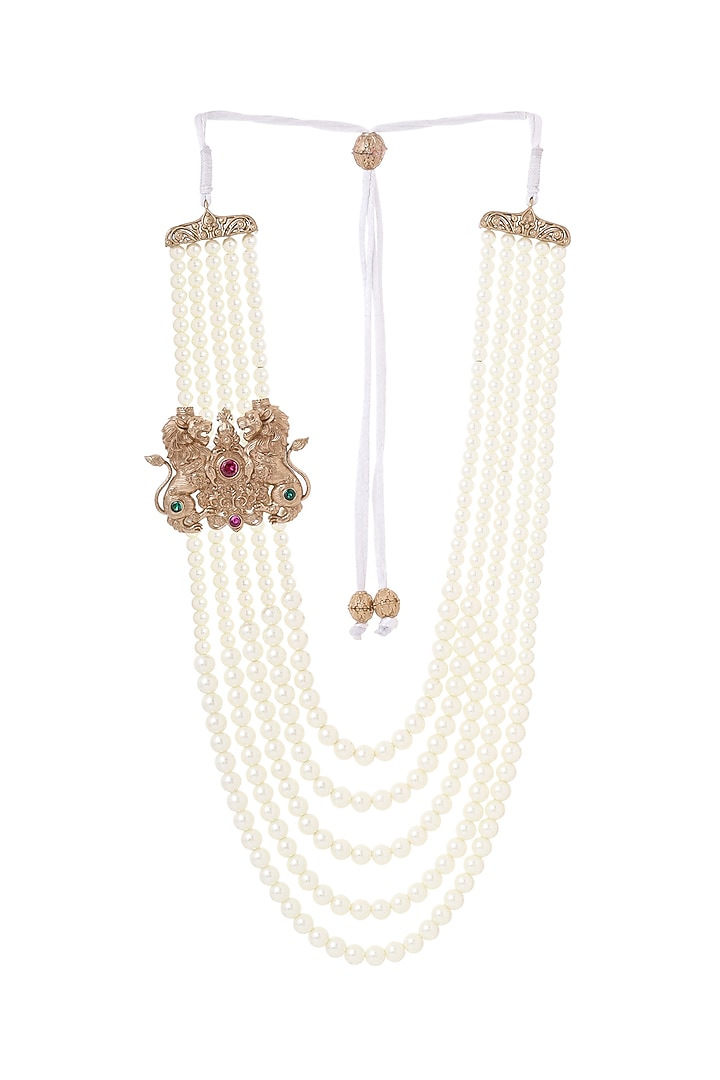 Oxidised Antique Gold Finish Brass Mala by Cosa Nostraa at Pernia's Pop Up Shop
