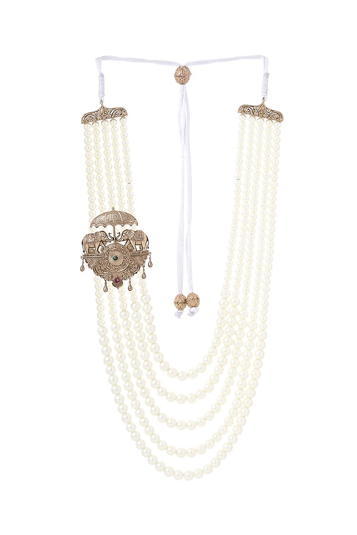 Oxidised Antique Gold Finish Brass Mala by Cosa Nostraa at Pernia's Pop Up Shop