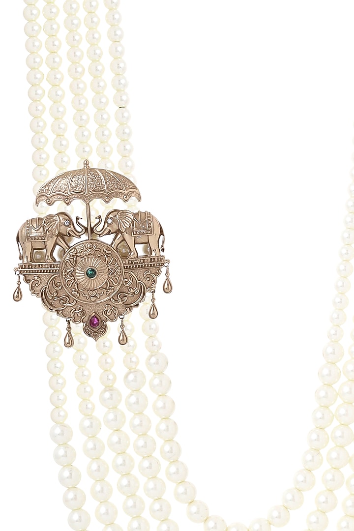 Oxidised Antique Gold Finish Brass Mala by Cosa Nostraa at Pernia's Pop Up Shop