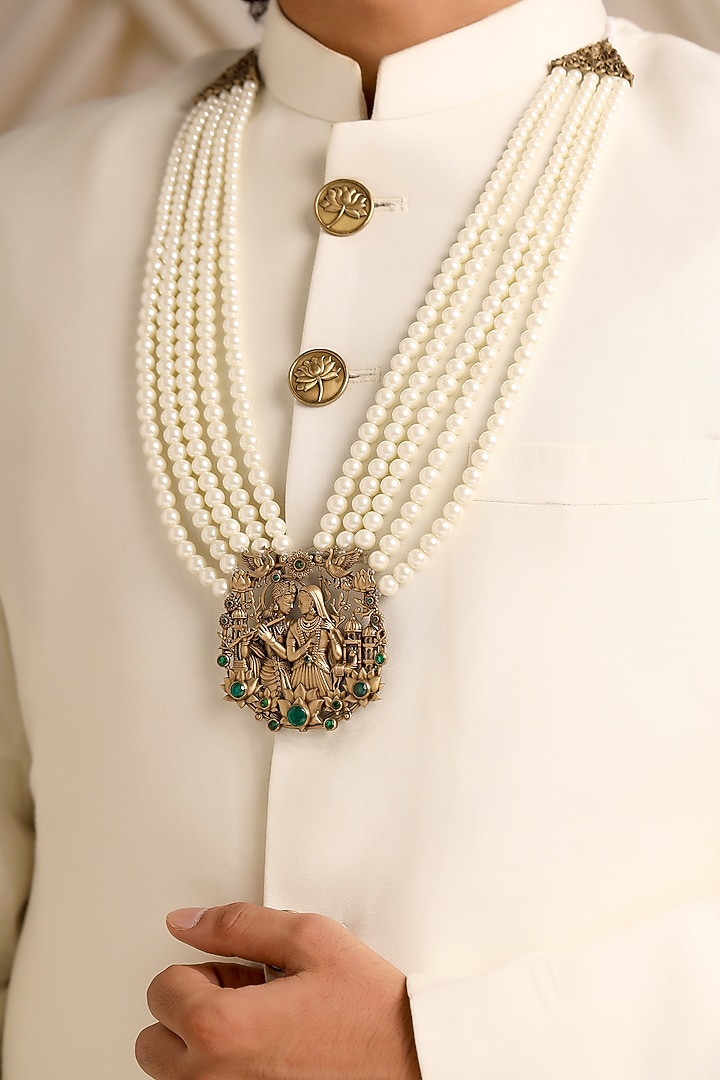 Oxidised Antique Gold Finish Brass Mala by Cosa Nostraa at Pernia's Pop Up Shop