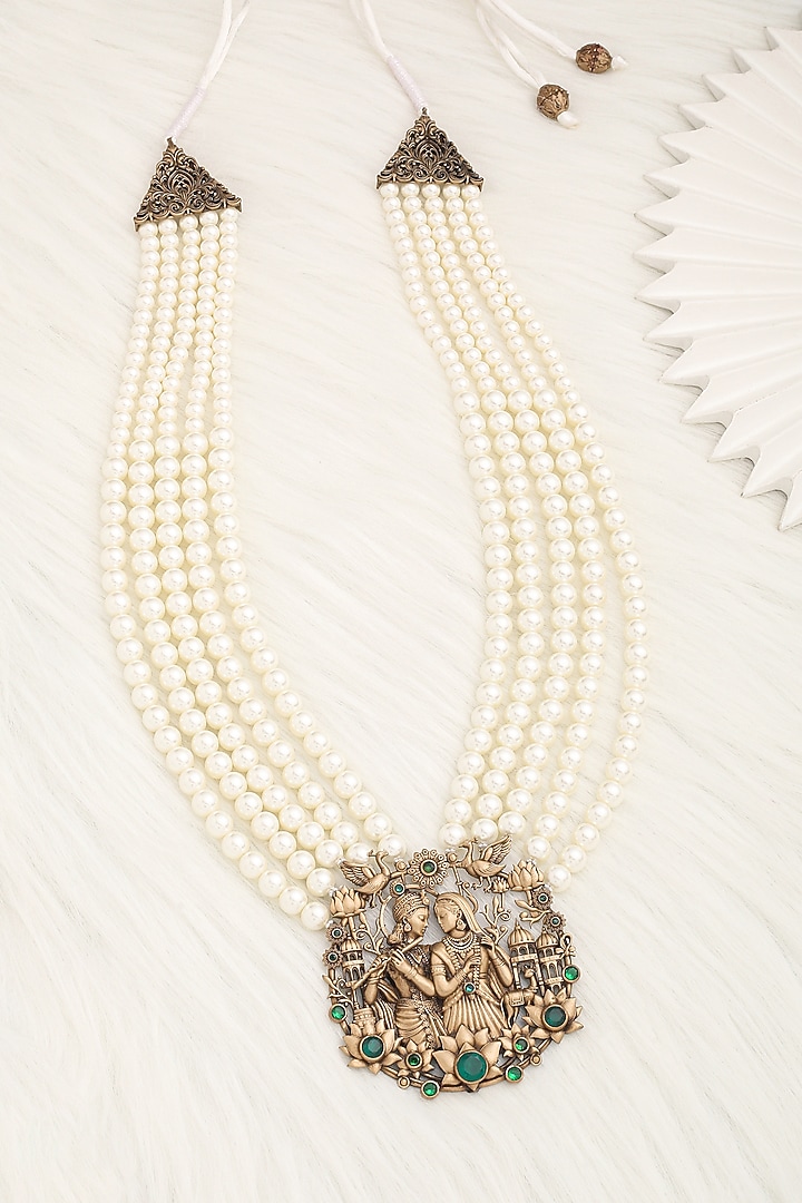 Oxidised Antique Gold Finish Brass Mala by Cosa Nostraa at Pernia's Pop Up Shop