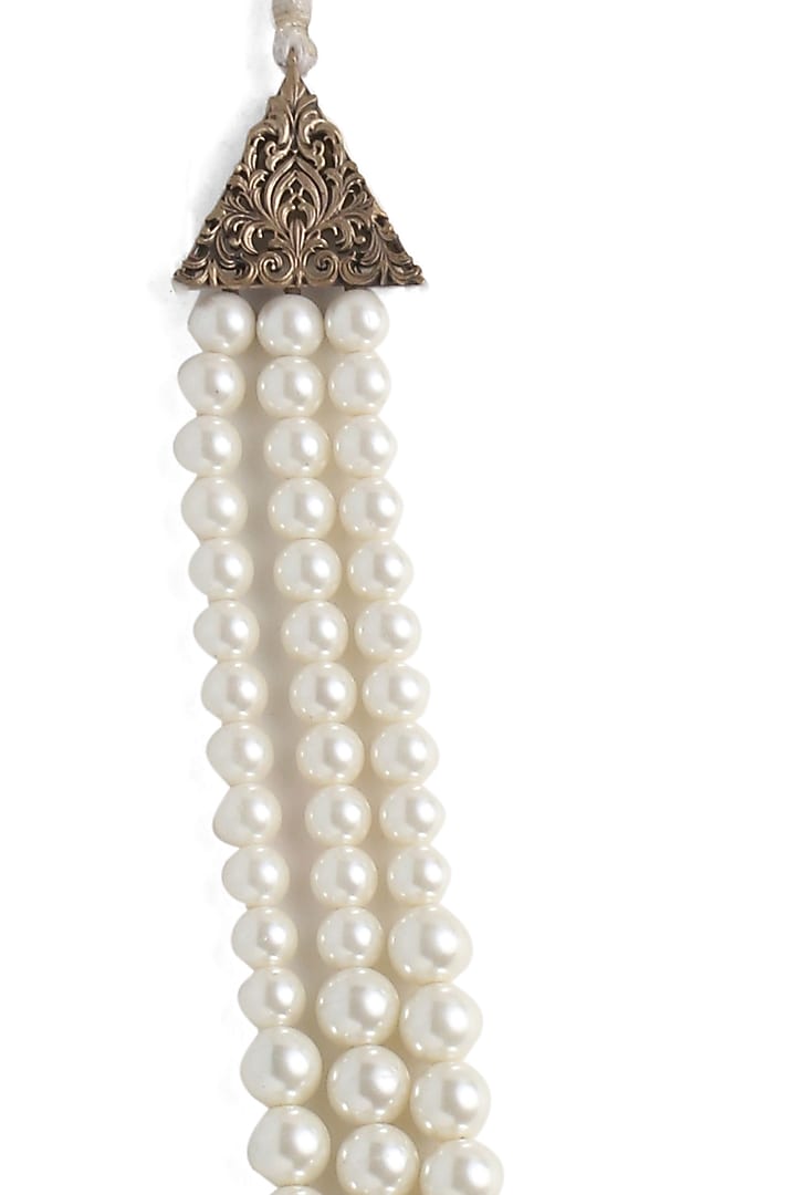 White Pearl Beaded Layered Mala by Cosa Nostraa at Pernia's Pop Up Shop