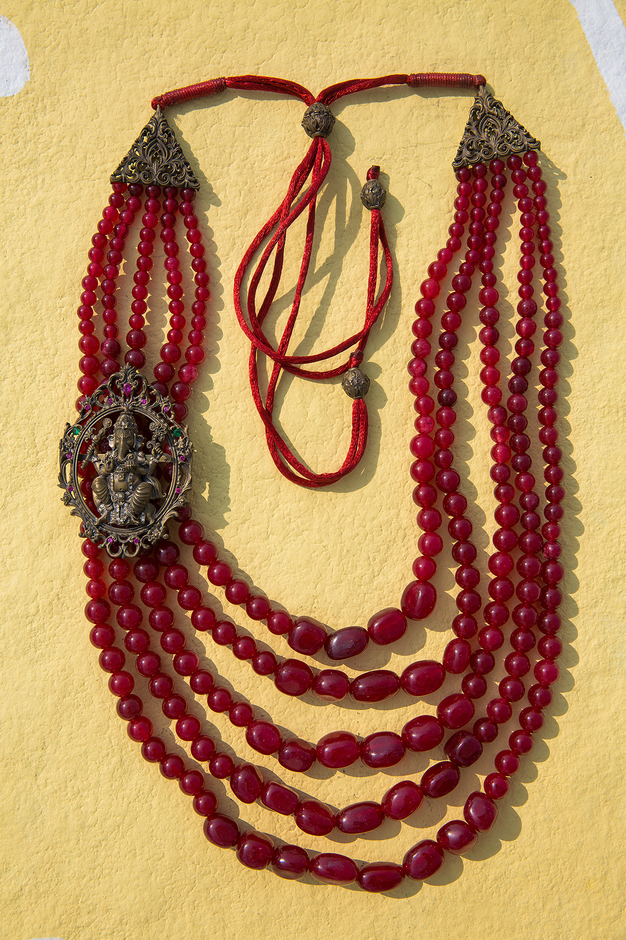 Red Beaded Layered Mala by Cosa Nostraa at Pernia's Pop Up Shop