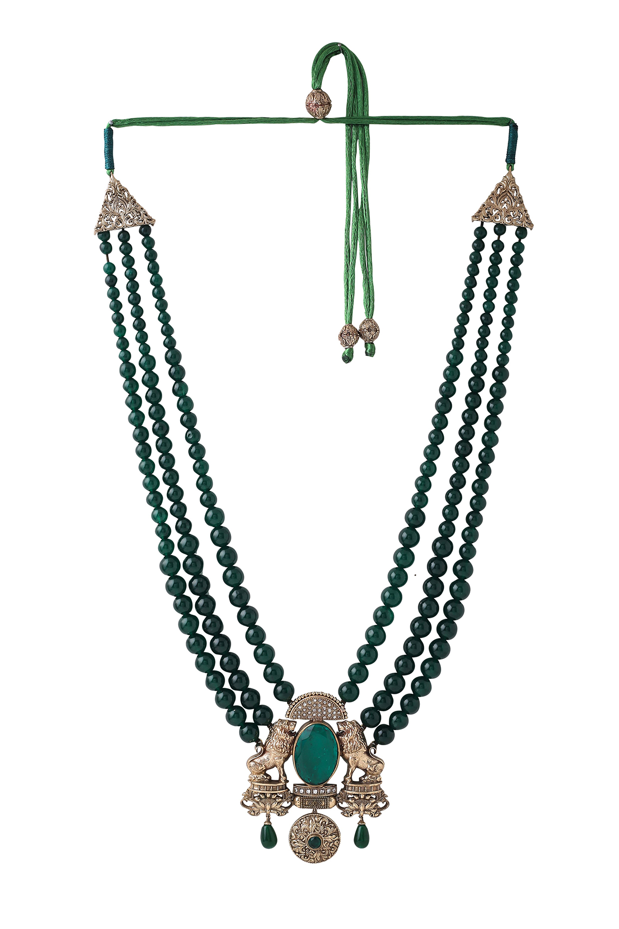 Green Beaded Layered Mala by Cosa Nostraa at Pernia's Pop Up Shop