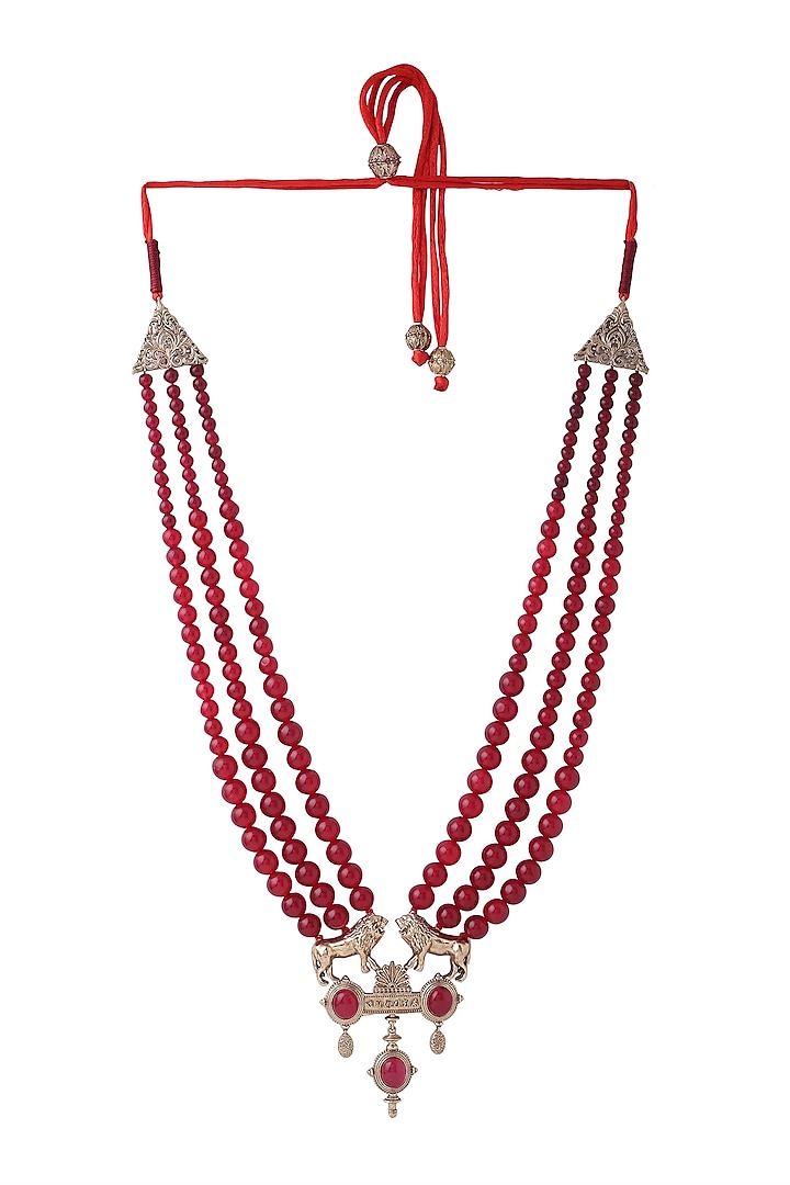 Red Beaded Layered Mala by Cosa Nostraa at Pernia's Pop Up Shop