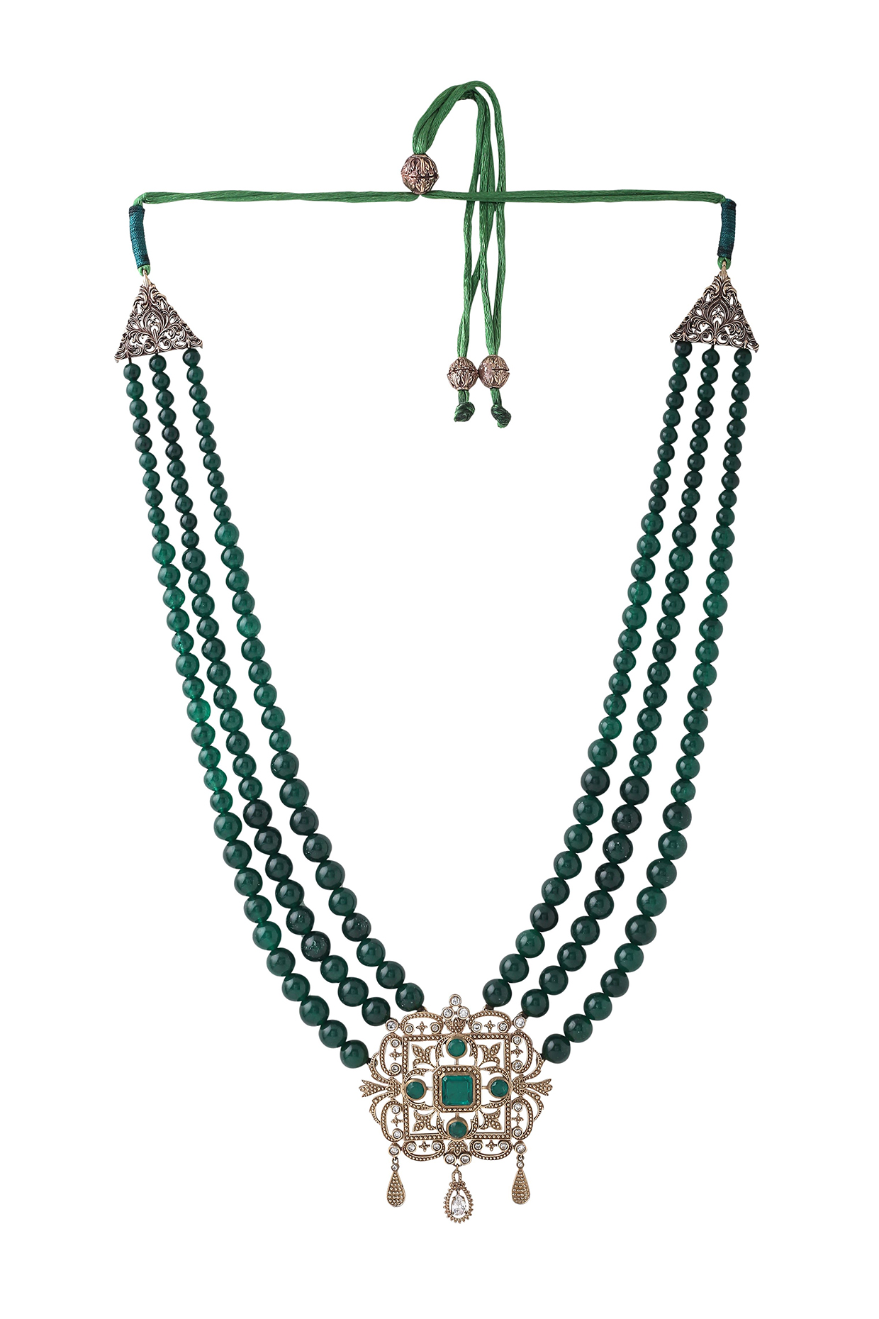 Green Beaded Layered Mala by Cosa Nostraa at Pernia's Pop Up Shop