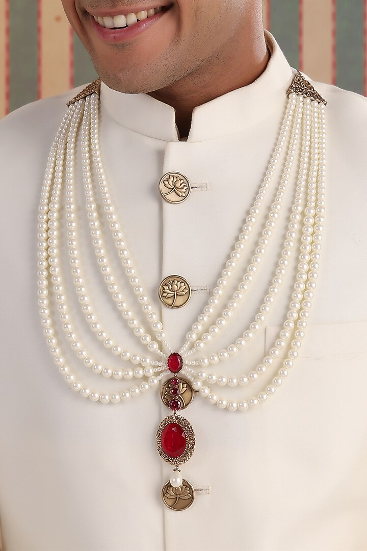White Beaded Layered Mala by Cosa Nostraa at Pernia's Pop Up Shop