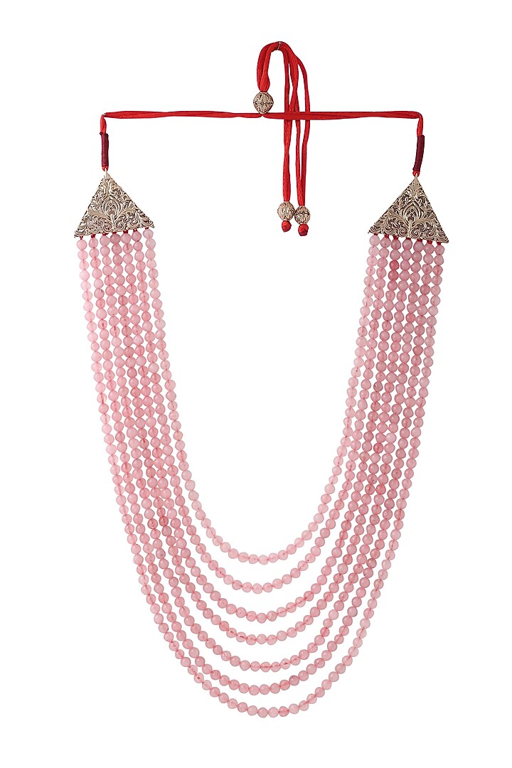 Peach Beaded Layered Mala by Cosa Nostraa at Pernia's Pop Up Shop
