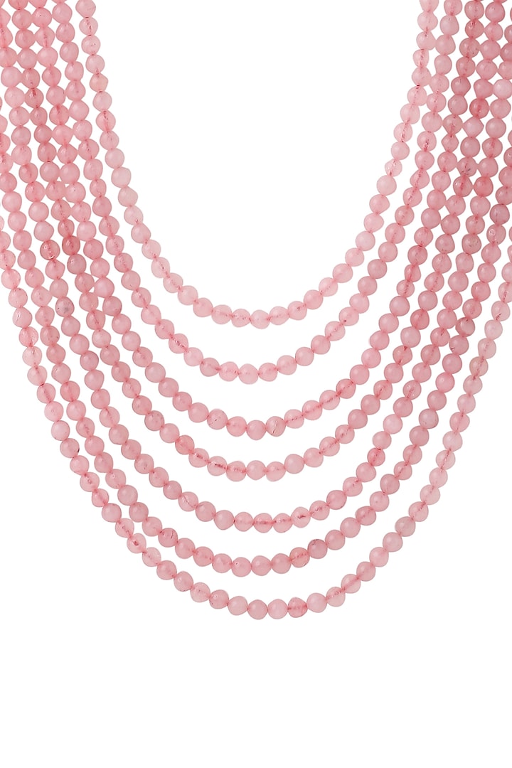 Peach Beaded Layered Mala by Cosa Nostraa at Pernia's Pop Up Shop