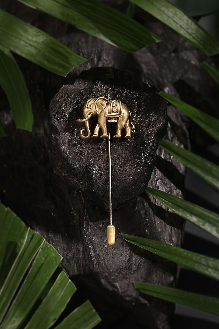 Antique Gold Brass Heritage Elephant Lapel Pin by Cosa Nostraa at Pernia's Pop Up Shop