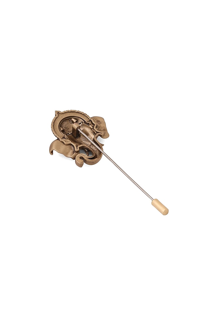 Antique Gold Brass Ganpati Grace Lapel Pin by Cosa Nostraa at Pernia's Pop Up Shop