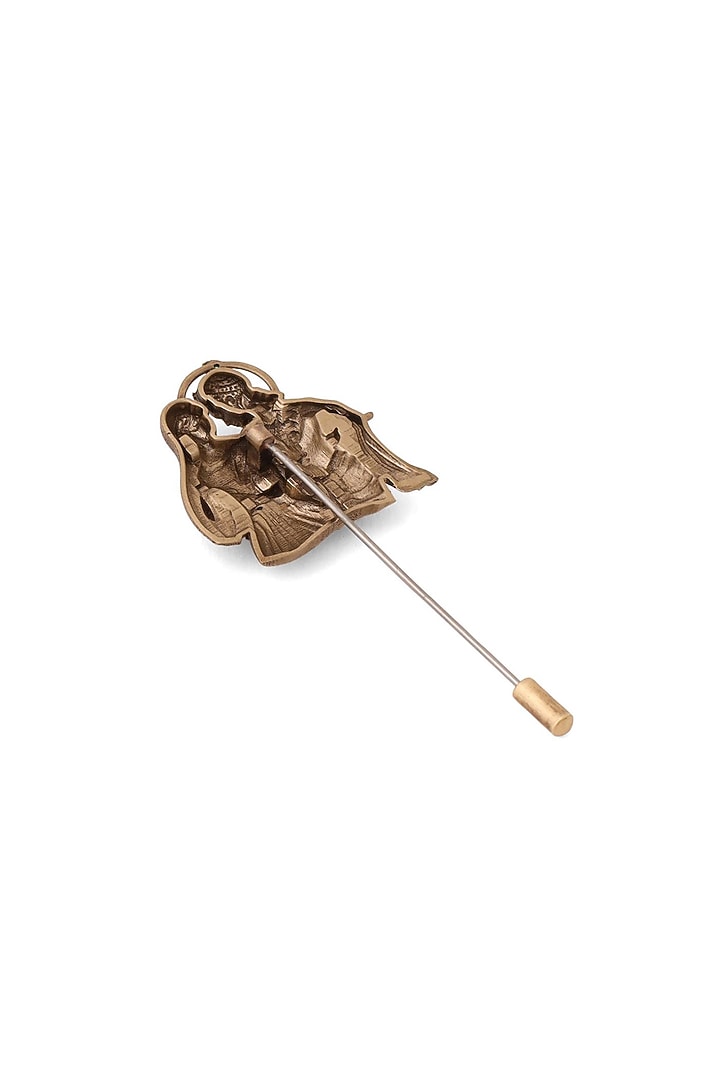 Antique Gold Brass Eternal Radha-Krishna Raas Lapel Pin by Cosa Nostraa at Pernia's Pop Up Shop