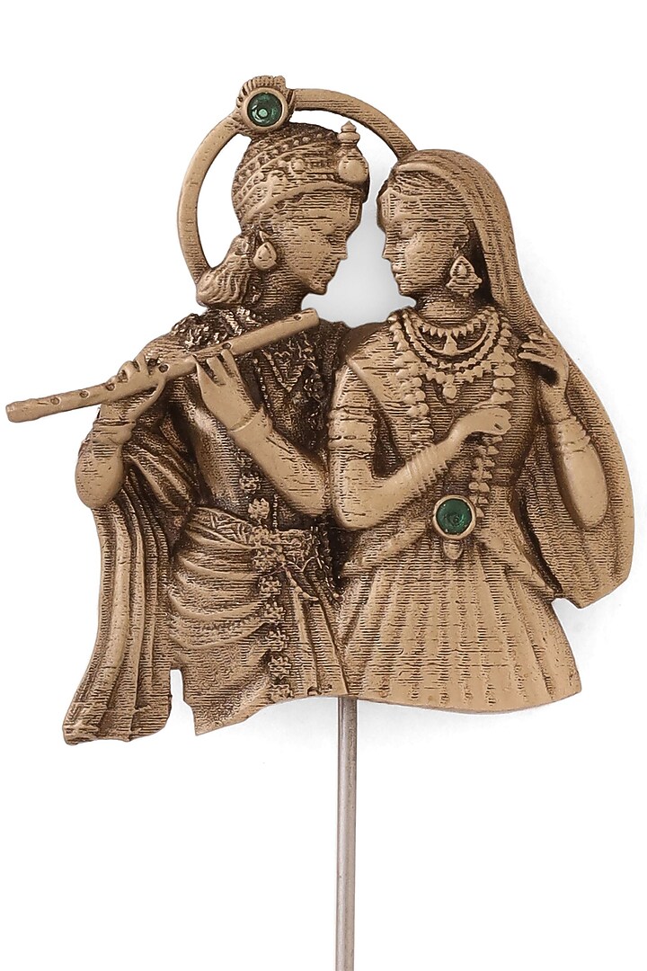 Antique Gold Brass Eternal Radha-Krishna Raas Lapel Pin by Cosa Nostraa at Pernia's Pop Up Shop